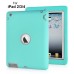 Newest Heavy Duty Shockproof Rugged Armor Hybrid Plastic And Silicone Defender Case Back Cover For iPad 2 / 3 / 4 - Green And Grey