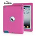 Newest Heavy Duty Shockproof Rugged Armor Hybrid Plastic And Silicone Defender Case Back Cover For iPad 2 / 3 / 4 - Magenta And Blue