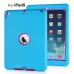 Newest Heavy Duty Shockproof Rugged Armor Hybrid Plastic And Silicone Defender Case Back Cover For iPad Air (iPad 5) - Blue And Magenta