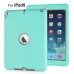 Newest Heavy Duty Shockproof Rugged Armor Hybrid Plastic And Silicone Defender Case Back Cover For iPad Air (iPad 5) - Green And Grey