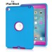 Newest Heavy Duty Shockproof Rugged Armor Hybrid Plastic And Silicone Defender Case Back Cover For iPad Mini 4 - Blue And Magenta