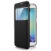 Noble Transparent Back And View Window Folio Leather Case For Samsung Galaxy S6 Edge Plus - Black