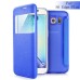 Noble Transparent Back And View Window Folio Leather Case For Samsung Galaxy S6 Edge Plus - Blue