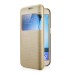 Noble Transparent Back And View Window Folio Leather Case For Samsung Galaxy S6 Edge Plus - Gold