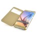 Noble Transparent Back And View Window Folio Leather Case For Samsung Galaxy S6 Edge Plus - Gold