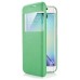 Noble Transparent Back And View Window Folio Leather Case For Samsung Galaxy S6 Edge Plus - Green