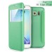 Noble Transparent Back And View Window Folio Leather Case For Samsung Galaxy S6 Edge Plus - Green