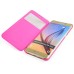 Noble Transparent Back And View Window Folio Leather Case For Samsung Galaxy S6 Edge Plus - Magenta