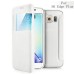 Noble Transparent Back And View Window Folio Leather Case For Samsung Galaxy S6 Edge Plus - White