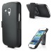 Non-skid Rubberized Hard Case + Belt Clip Holster For Samsung Galaxy S3 Mini I8190 - Black