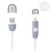 Noodle Design 2 in 1 8 Pin and Micro USB 2.0 High Speed Charging Sync Lightning Cable with Dust Cap for iPhone 5/5s/6 Samsung Galaxy S2/S3/S4 - White