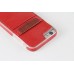PU Leather Coated TPU Back Case with Card Slot for iPhone 6 / 6s - Red