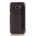 PU Leather Front View Flip Transparent Hard Back Cover for Samsung Galaxy S7 Edge G935 - Black