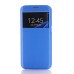 PU Leather Front View Flip Transparent Hard Back Cover for Samsung Galaxy S7 Edge G935 - Blue