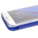 PU Leather Front View Flip Transparent Hard Back Cover for Samsung Galaxy S7 Edge G935 - Blue