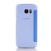 PU Leather Front View Flip Transparent Hard Back Cover for Samsung Galaxy S7 Edge G935 - Blue