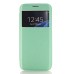 PU Leather Front View Flip Transparent Hard Back Cover for Samsung Galaxy S7 Edge G935 - Green