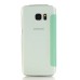 PU Leather Front View Flip Transparent Hard Back Cover for Samsung Galaxy S7 Edge G935 - Green