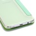 PU Leather Front View Flip Transparent Hard Back Cover for Samsung Galaxy S7 Edge G935 - Green