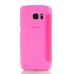 PU Leather Front View Flip Transparent Hard Back Cover for Samsung Galaxy S7 Edge G935 - Rose red