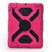 Pepkoo Spider Style 2 in 1 Hybrid  Plastic and Silicone Stand Defender Case with a Screen Film for iPad 2/3/4 - Black/Magenta