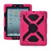 Pepkoo Spider Style 2 in 1 Hybrid  Plastic and Silicone Stand Defender Case with a Screen Film for iPad 2/3/4 - Black/Magenta