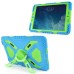 Pepkoo Spider Style 2 in 1 Hybrid  Plastic and Silicone Stand Defender Case with a Screen Film for iPad Mini 1/2/3 - Blue/Green