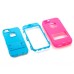 Pink Silicone and PC Hybrid Case with Built-in Stand for iPhone 5/5s - Blue