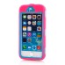 Pink Silicone and PC Hybrid Case with Built-in Stand for iPhone 5/5s - Blue