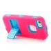 Pink Silicone and PC Hybrid Case with Built-in Stand for iPhone 5/5s - Blue