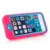 Pink Silicone and PC Hybrid Case with Built-in Stand for iPhone 5/5s - Blue