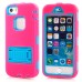 Pink Silicone and PC Hybrid Case with Built-in Stand for iPhone 5/5s - Blue