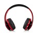 Premium Multi Function Partial Foldable FM Bluetooth Wireless Stereo Headset Headphone for iPhone Samsung iPad Tablet - Black / Red