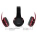 Premium Multi Function Partial Foldable FM Bluetooth Wireless Stereo Headset Headphone for iPhone Samsung iPad Tablet - Black / Red