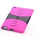 Protective Detachable Silicone And Plastic Hard Case With Stand For iPad 2 / 3 / 4 - Magenta