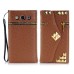 Pyramid Rivet Ornament Zipper Magnetic Folio Leather Wallet Flip Case Cover With Card Slot Holder For Samsung Galaxy S3 I9300 I9305