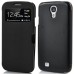 Quality S View Mouse Grain Leather Wake Sleep Flip Case For Samsung Galaxy S4 i9500 - Black