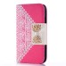 Retro Flower Pattern Bowknot Magnetic Flip Leather Case with Card Slot for Samsung Galaxy S4 - Magenta