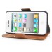 Retro Trend Dual-Magnetic-Clasp Design Folio PU Leather Flip Stand Case Tough Hybrid Cover With Card Slot Holder For iPhone 4S iPhone 4