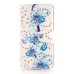 Rhinestone Magnetic Flip Leather Case with Card Slot Cover for Samsung Galaxy S5 G900 - Blue Flowers