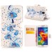 Rhinestone Magnetic Flip Leather Case with Card Slot Cover for Samsung Galaxy S5 G900 - Blue Flowers