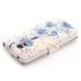 Rhinestone Magnetic Flip Leather Case with Card Slot Cover for Samsung Galaxy S5 G900 - Blue Flowers