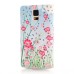 Rhinestone Magnetic Flip Leather Case with Card Slot Cover for Samsung Galaxy S5 G900 - Pink Flowers