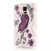 Rhinestone Magnetic Flip Leather Case with Card Slot Cover for Samsung Galaxy S5 G900 - Purple Butterfly