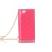 Rhinestone Magnetic Snap PU Leather Chain Handbag Folio Case With Card Slots for iPhone 7 - Pink