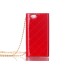 Rhinestone Magnetic Snap PU Leather Chain Handbag Folio Case With Card Slots for iPhone 7 - Red