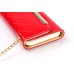 Rhinestone Magnetic Snap PU Leather Chain Handbag Folio Case With Card Slots for iPhone 7 - Red