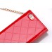 Rhinestone Magnetic Snap PU Leather Chain Handbag Folio Case With Card Slots for iPhone 7 - Red