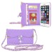 Rhinestone Magnetic Snap PU Leather Folio Case With Card Slots And Straps For iPhone 6 4.7 inch - Light Purple