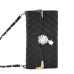 Rhinestone Magnetic Snap PU Leather Folio Case With Card Slots And Straps For iPhone 6 Plus - Black